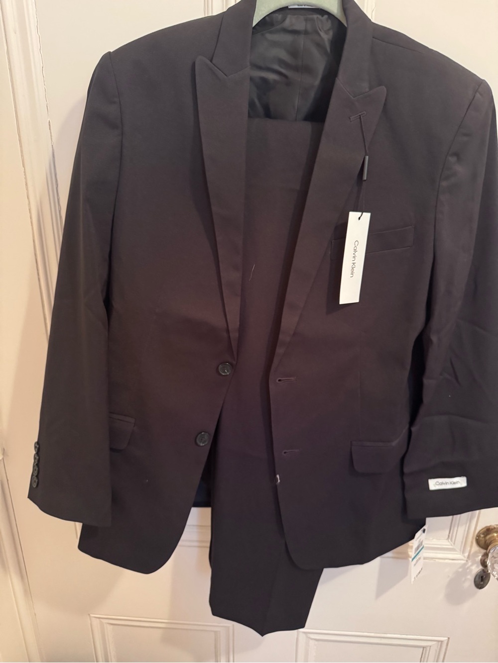 Calvin Klein Boys Black Two-Button Suit Jacket Size 16